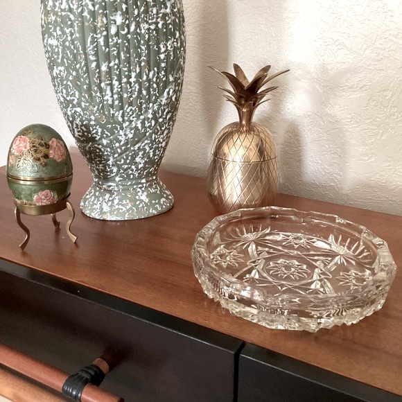 Anchor Hocking Ashtray Clear Heavy Glass Star Of David Pattern MCM Vintage EUC - Picture 4 of 15